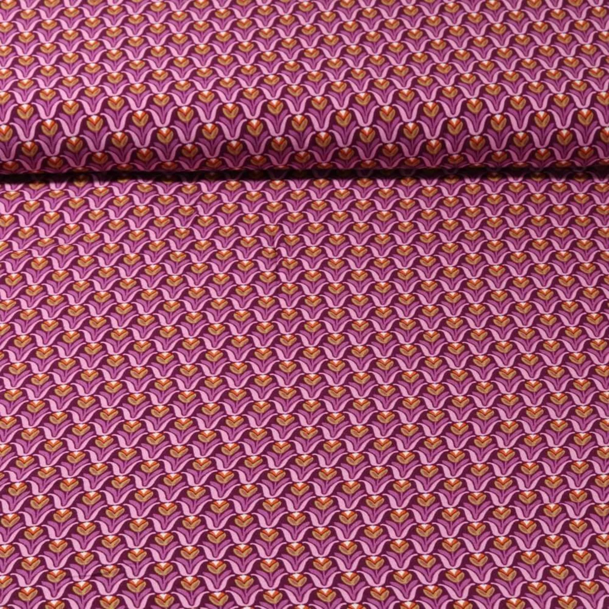 Viskose Popeline Tulpen Aubergine