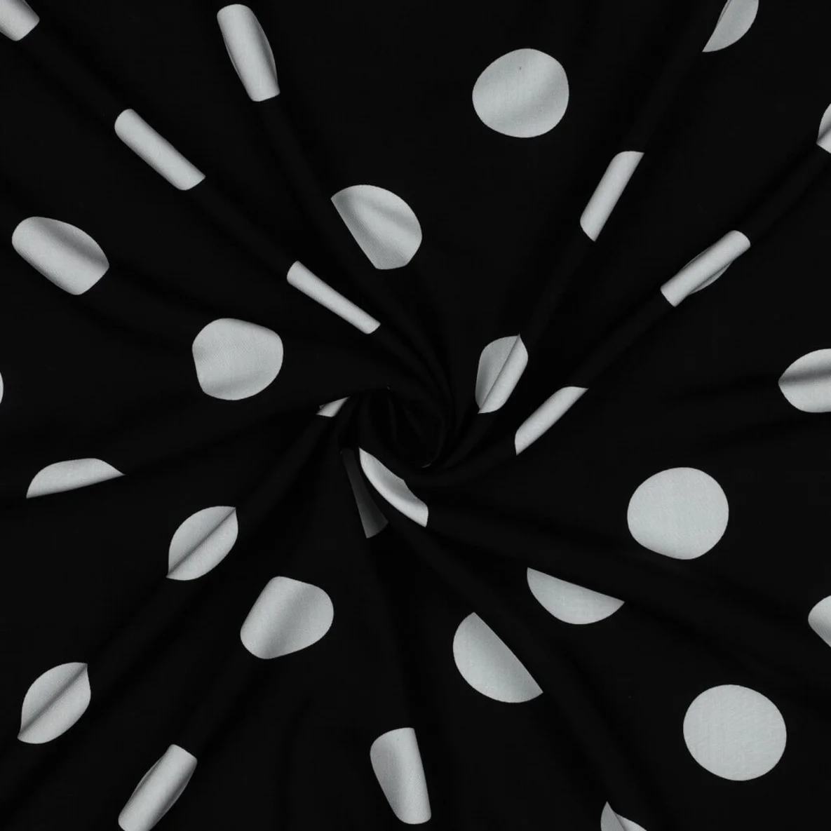 Viskose  Punkte Groß Schwarz Weiß