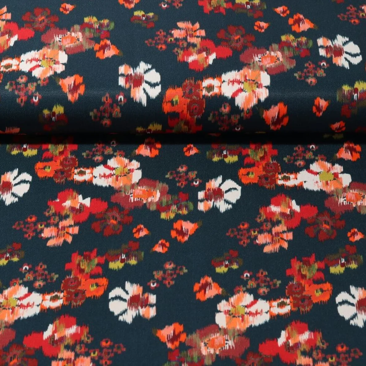 Viskose Satin Blüten Grün