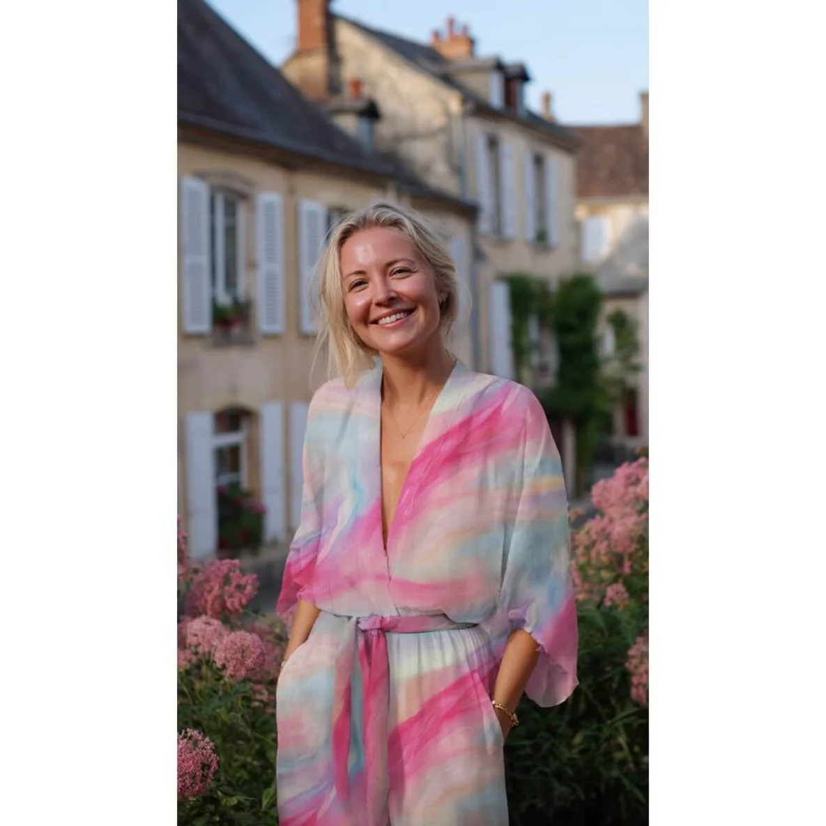 Viskose Satin Digital Abstrakt Rosa