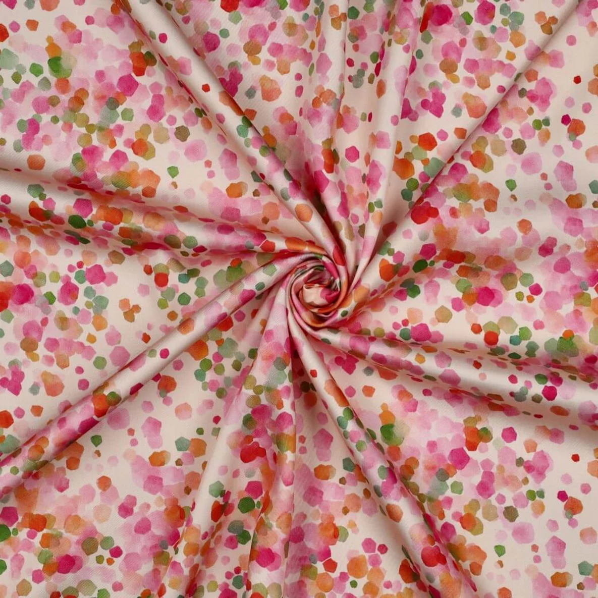 Viskose Satin Digital Konfetti Ecru