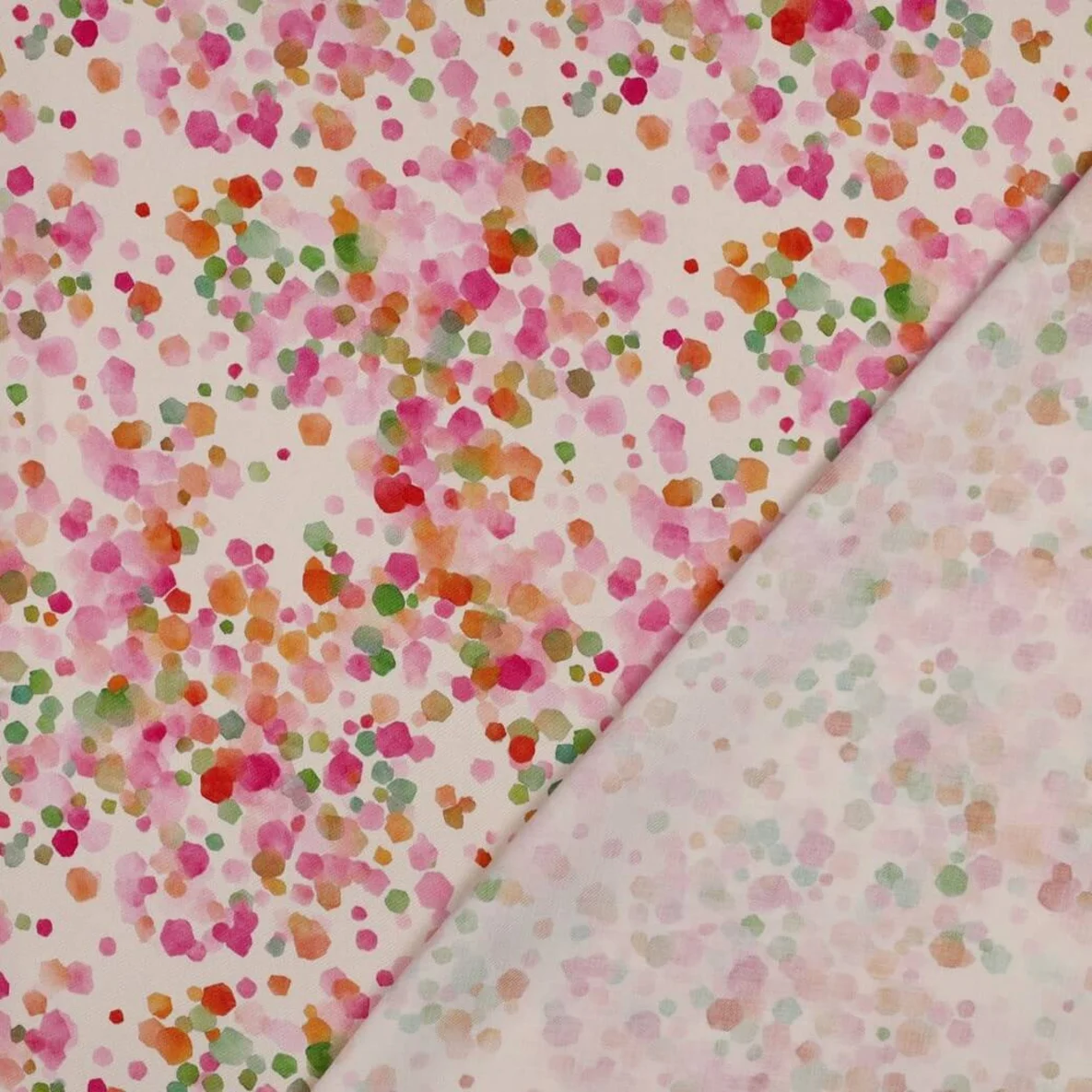 Viskose Satin Digital Konfetti Ecru
