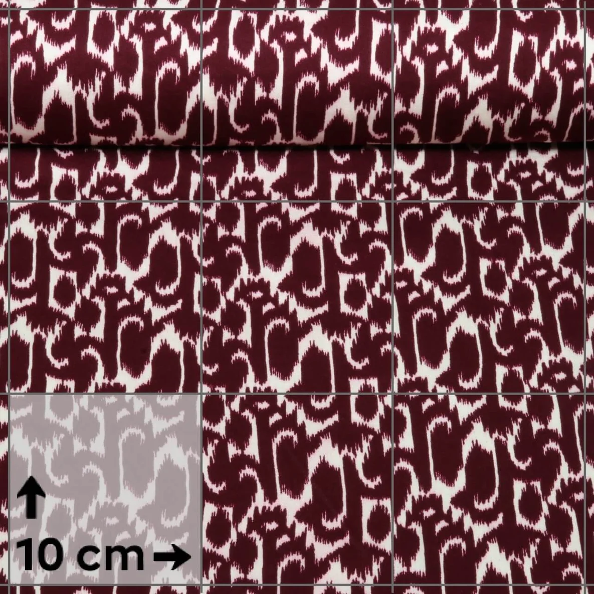 Viskose-Satin Ethno Weiß Bordeaux