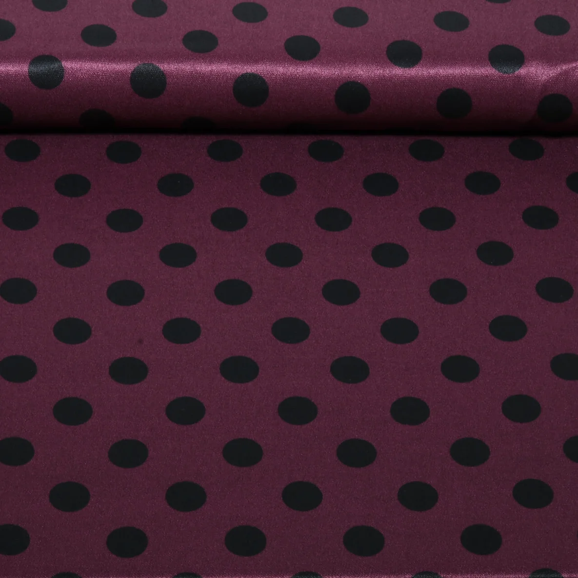 Viskose-Satin Punkte Bordeaux Schwarz