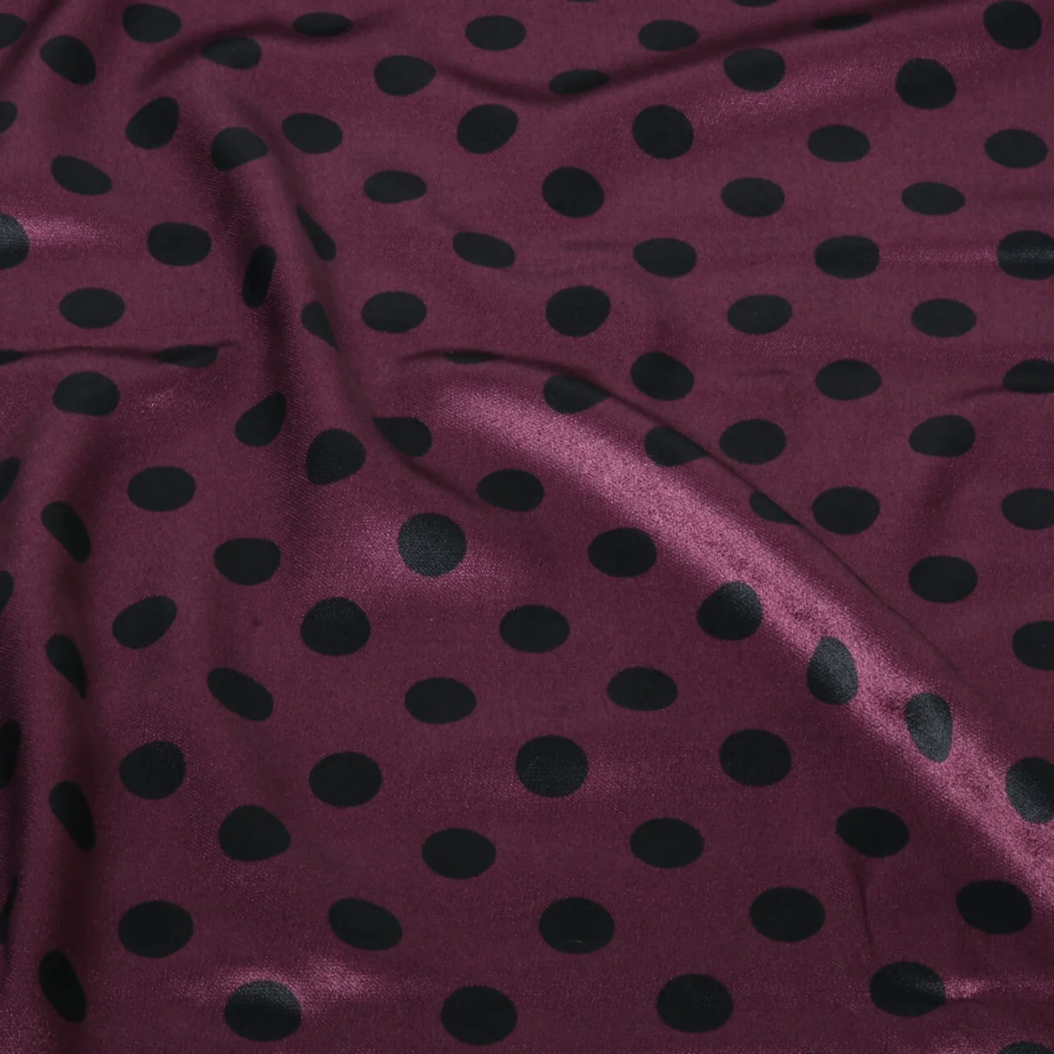 Viskose-Satin Punkte Bordeaux Schwarz