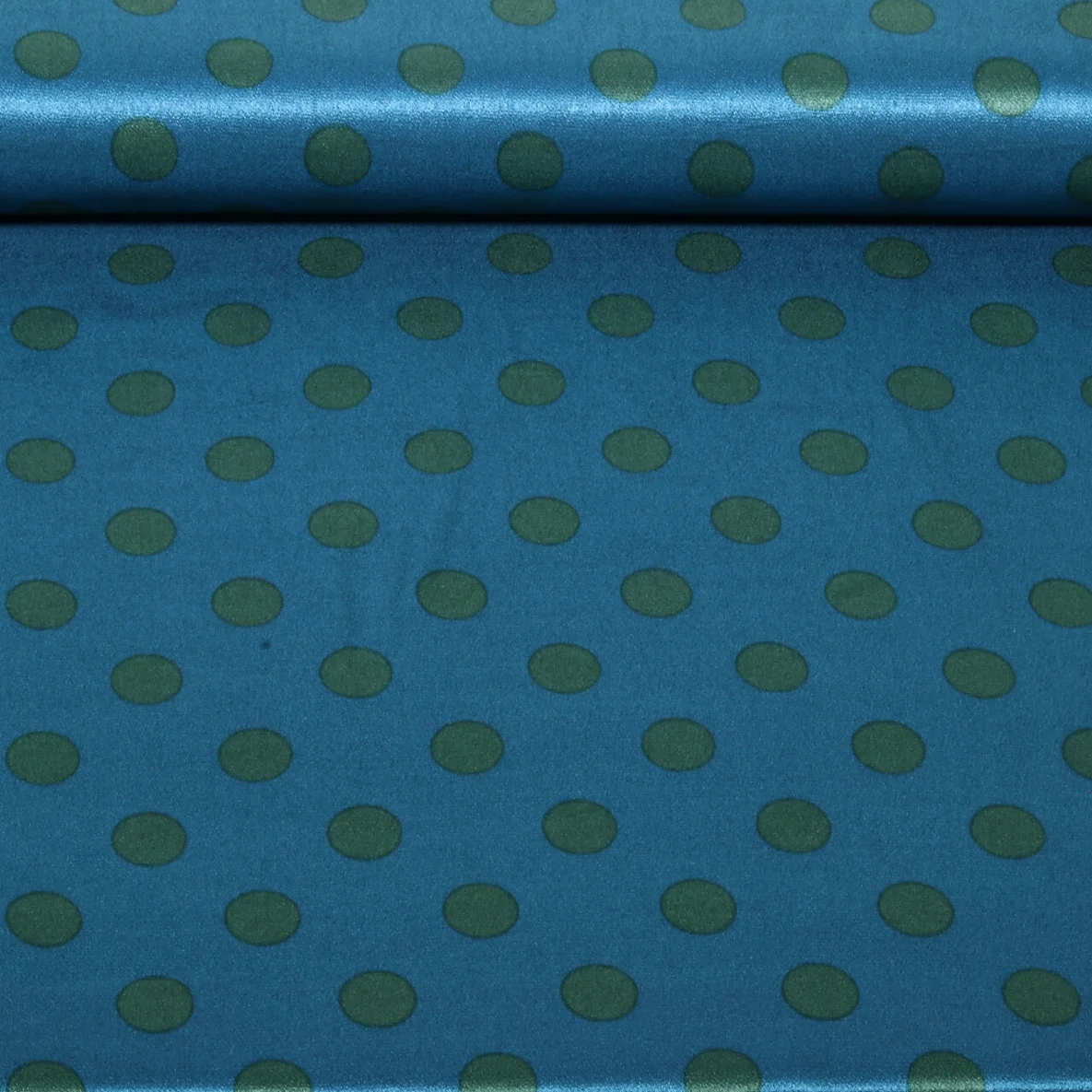 Viskose-Satin Punkte Petrolblau Grün