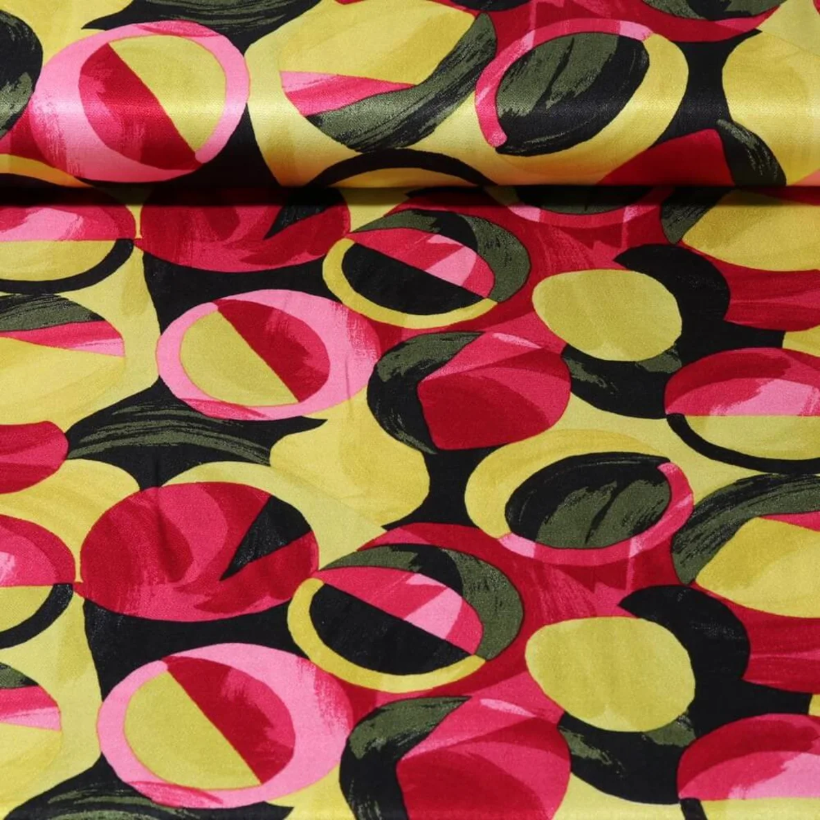 Viskose Satin Retrokreise Lime Pink