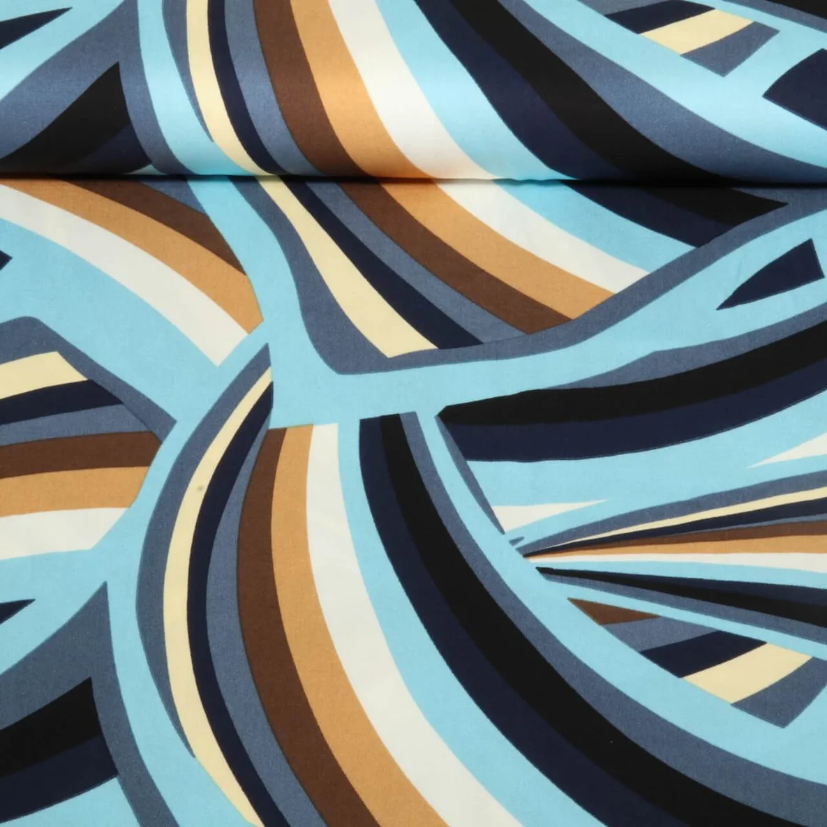 Viskose Satin Streifenmix Blau