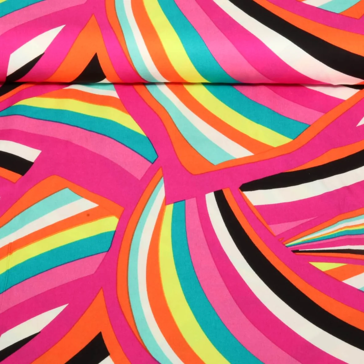 Viskose Satin Streifenmix Pink