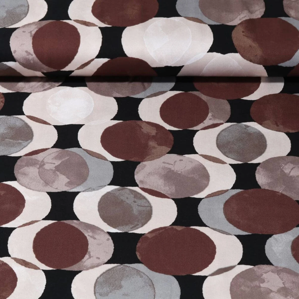 Viskose Satin Tupfen Braun