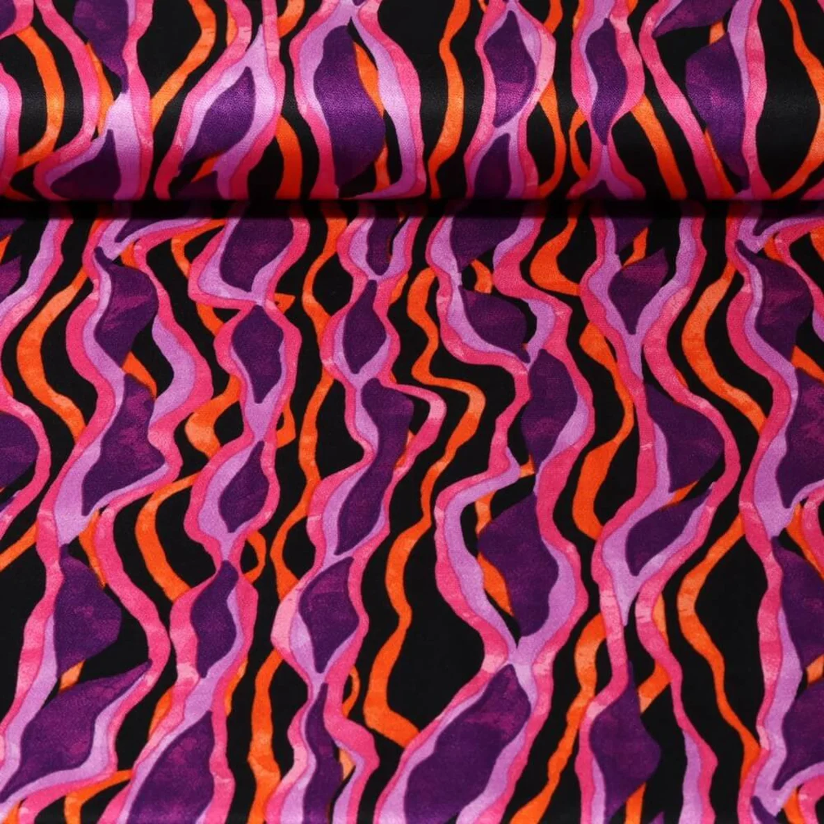 Viskose Satin Wellen Pink Multicolor