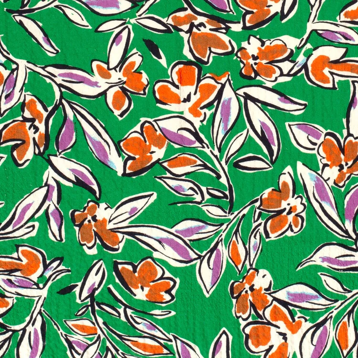 Viskose Stretch Blumen Bubble Grün