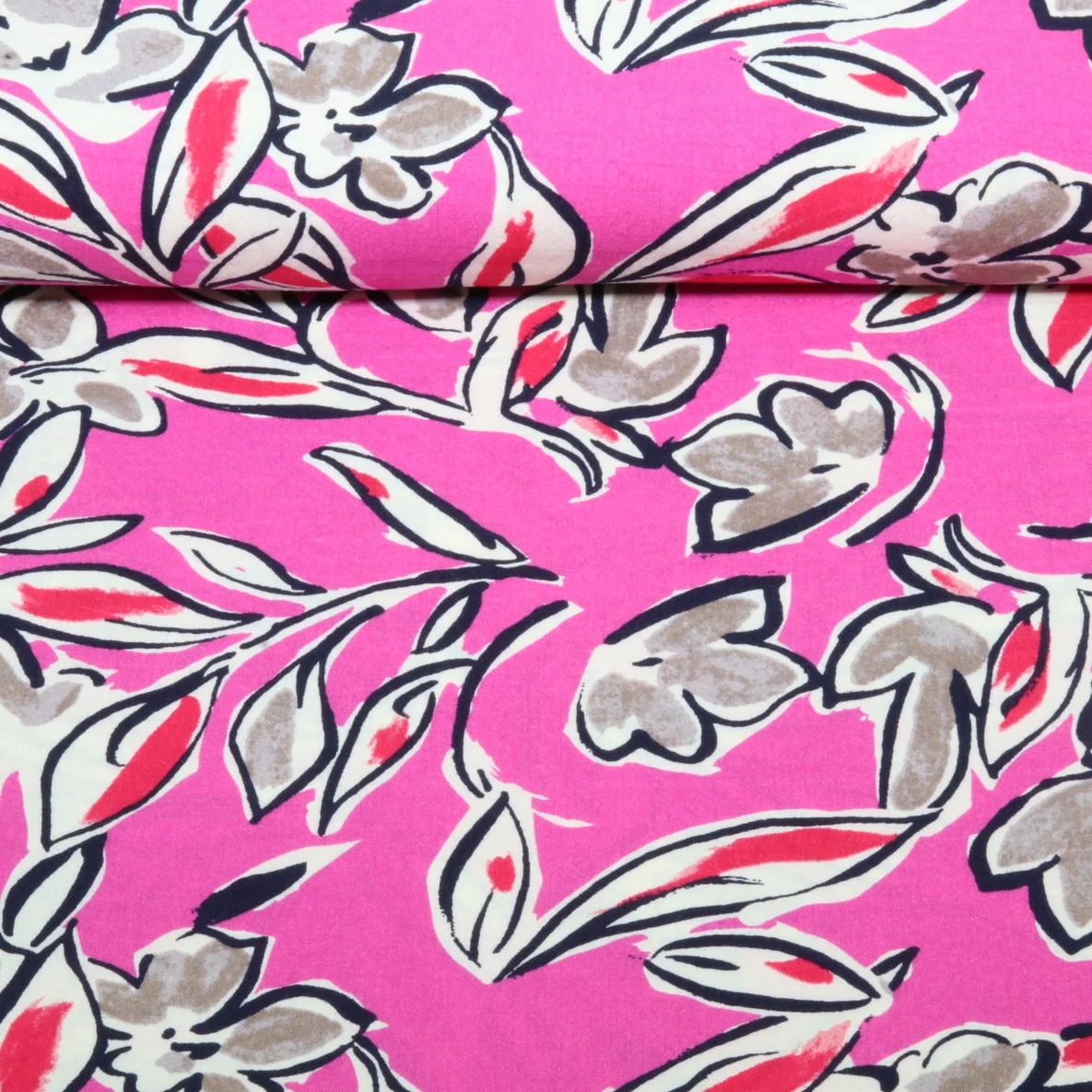 Viskose Stretch Blumen Bubble Pink