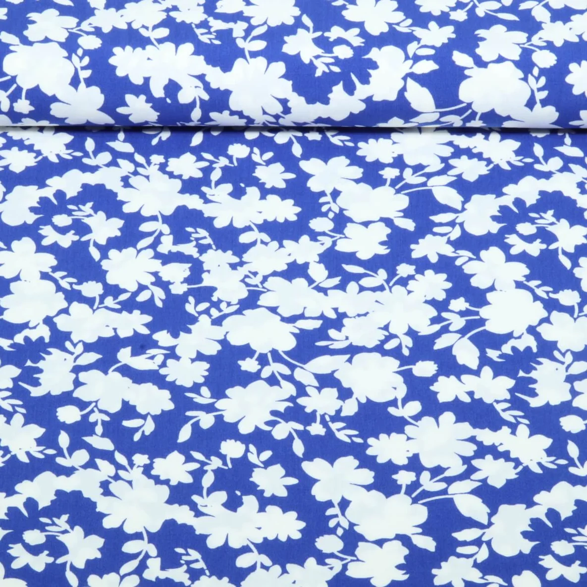 Viskose - Stretch Blumen Kobaltblau