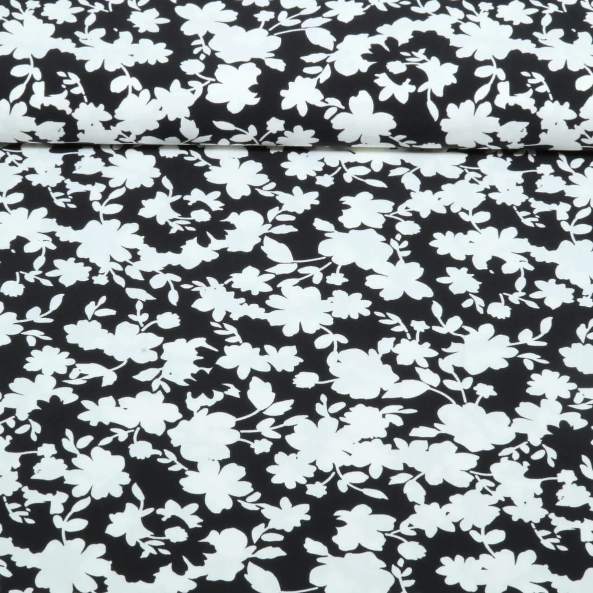 Viskose - Stretch Blumen Schwarz