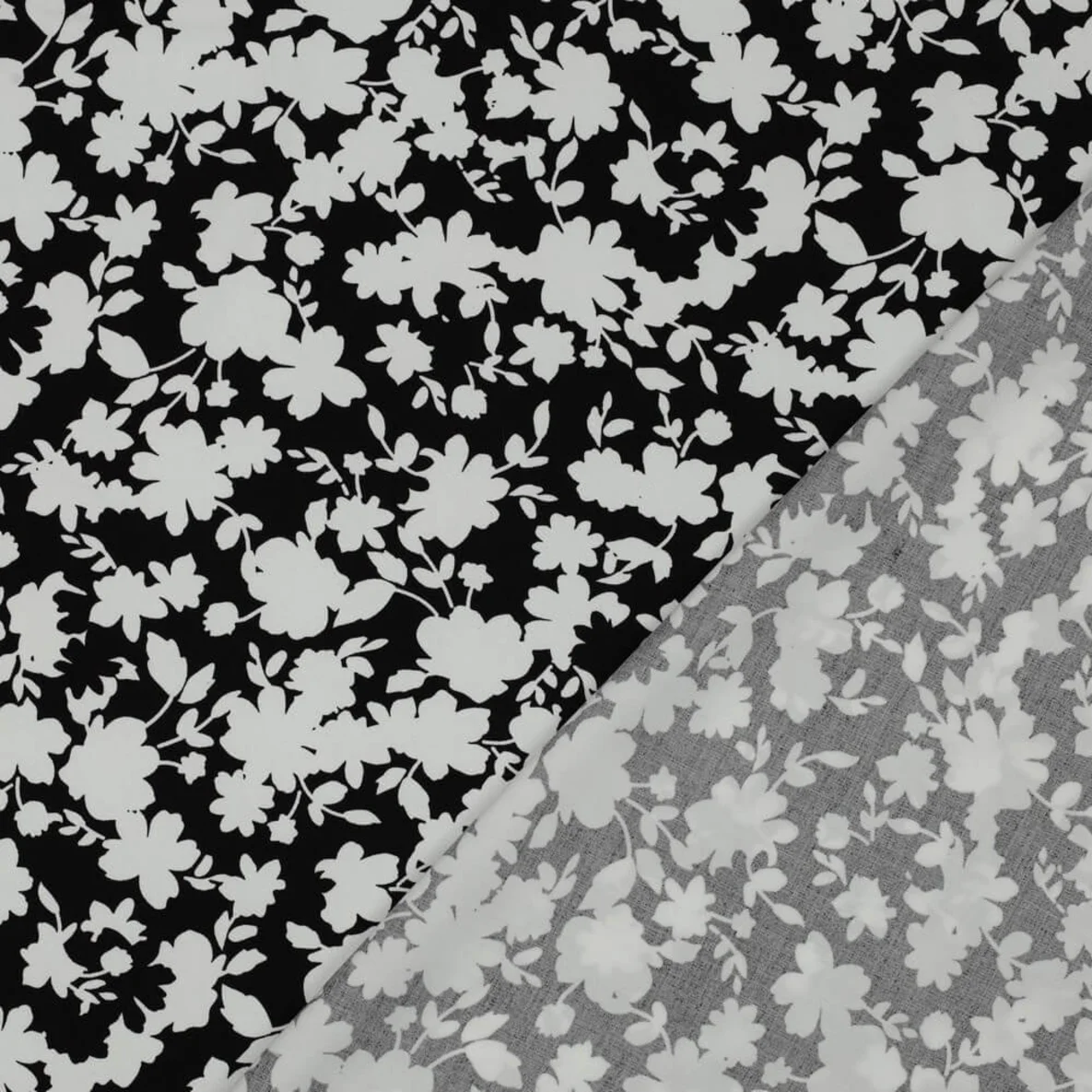 Viskose - Stretch Blumen Schwarz