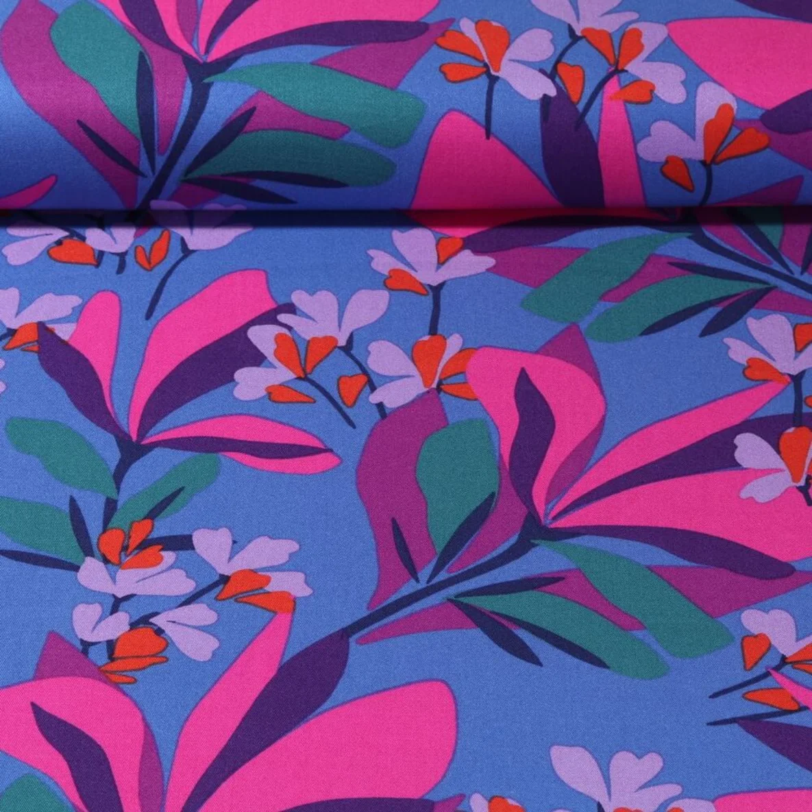 Viskose Stretch Spring Garden Blau