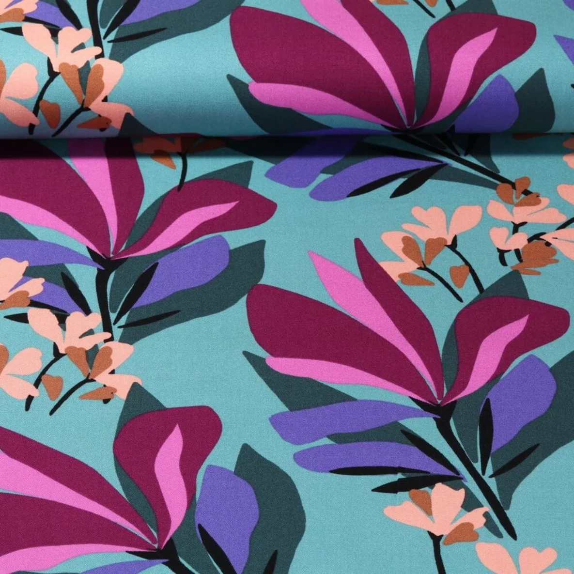 Viskose Stretch Spring Garden Türkis