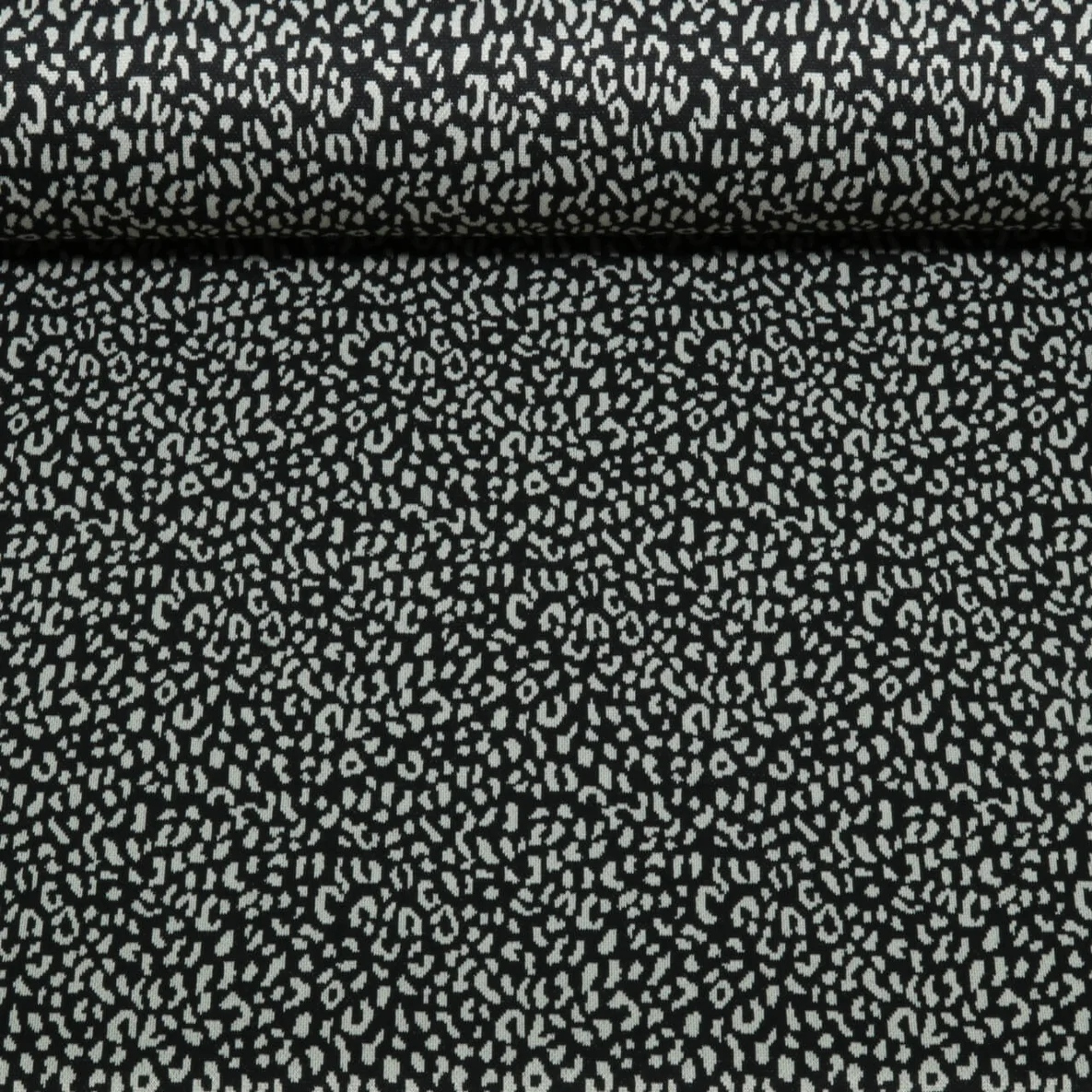 Viskose-Stricksweat Jacquard Leo Klein Schwarz