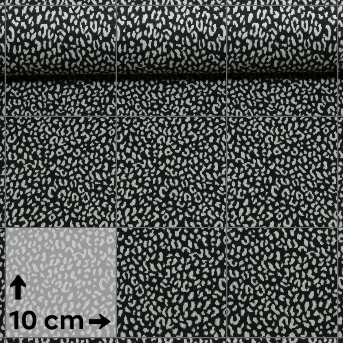 Viskose-Stricksweat Jacquard Leo Klein Schwarz
