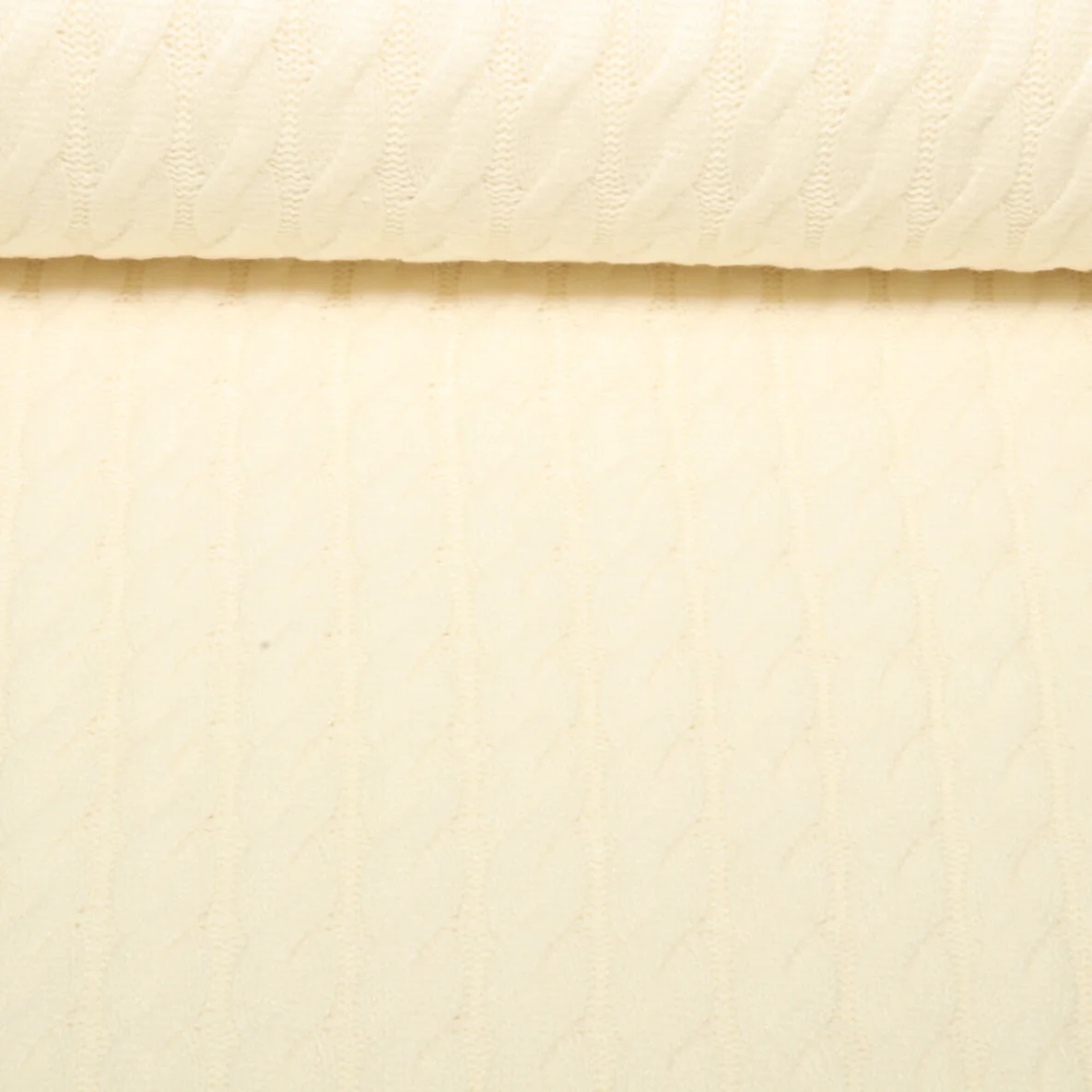 Viskose-Stricksweat Zopfmuster Uni Ecru