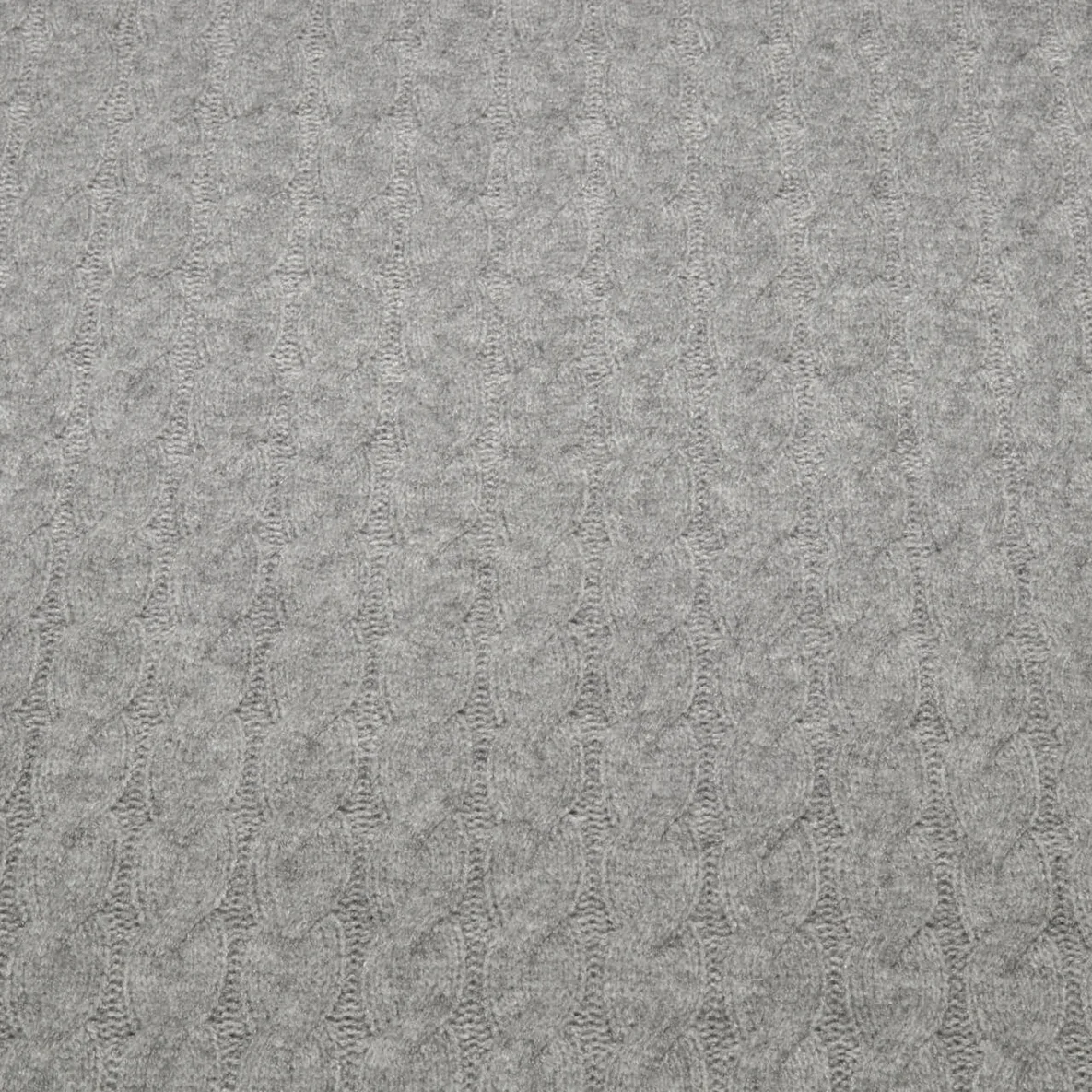 Viskose-Stricksweat Zopfmuster Uni Grau Melange