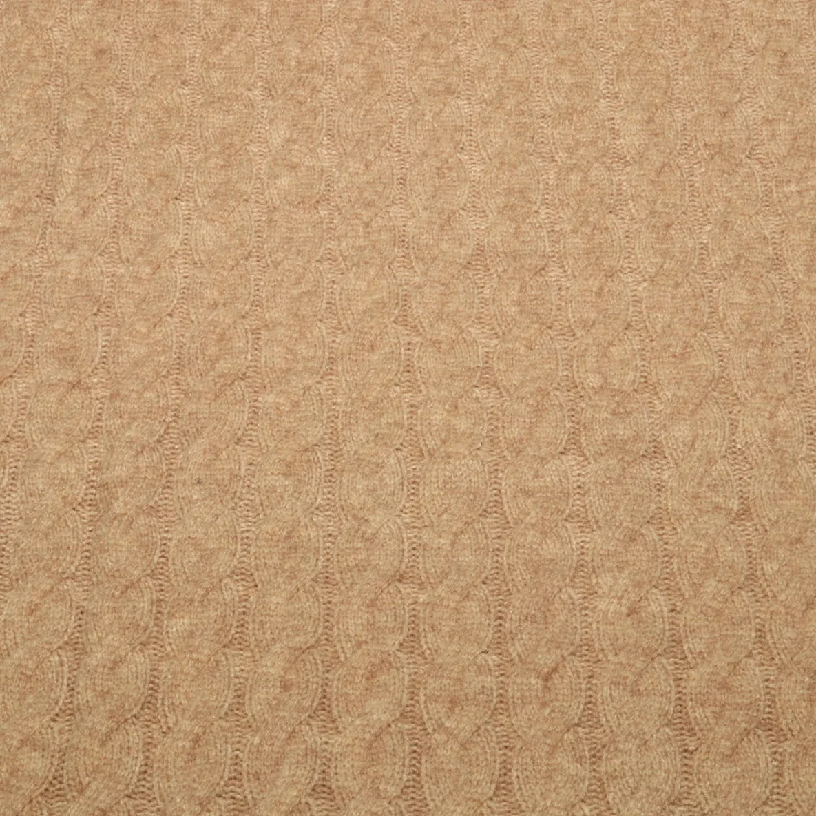 Viskose-Stricksweat Zopfmuster Uni Hellbraun Melange