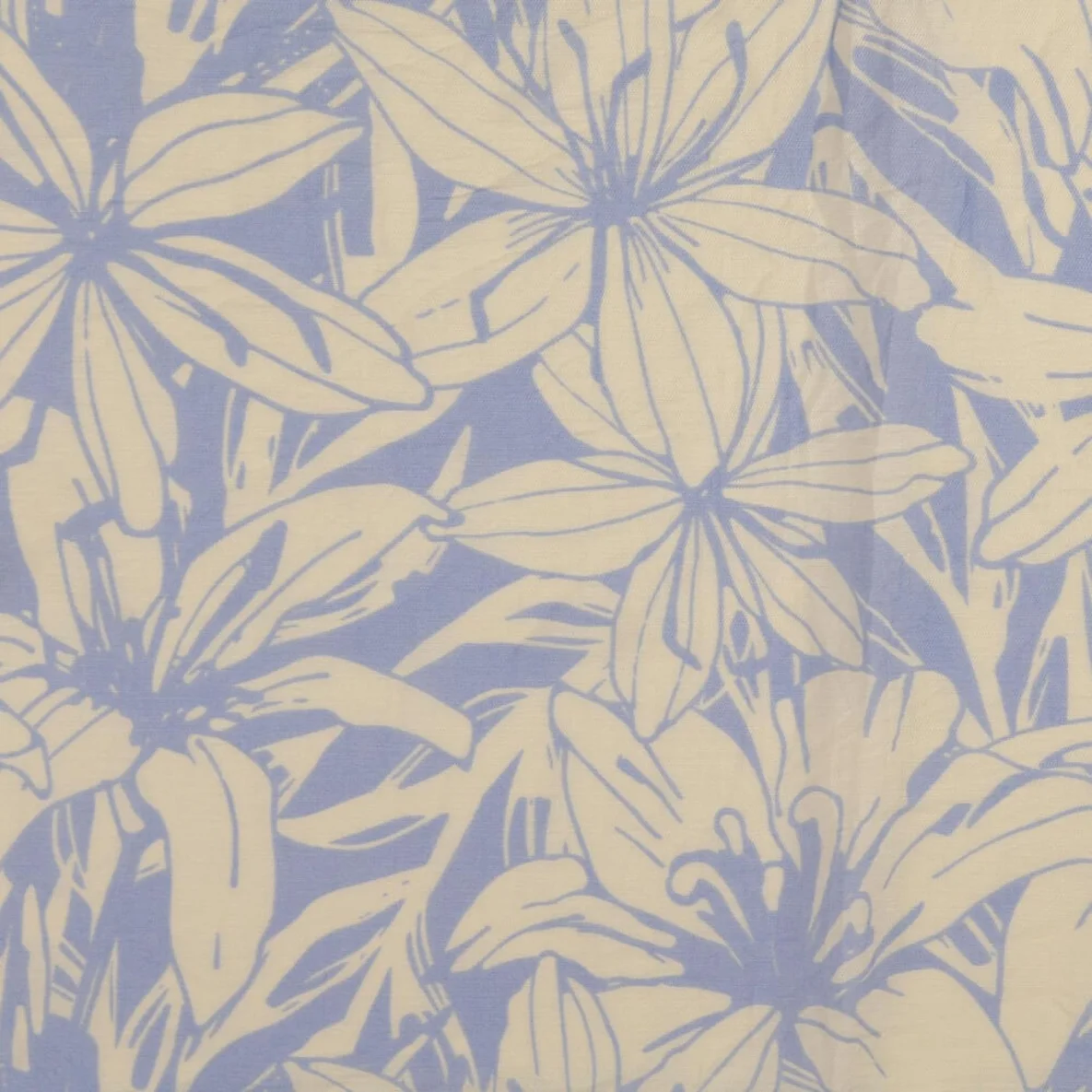 Viskose Twill Große Lilien Hellblau