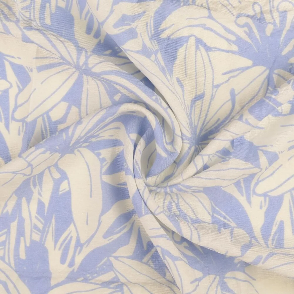 Viskose Twill Große Lilien Hellblau