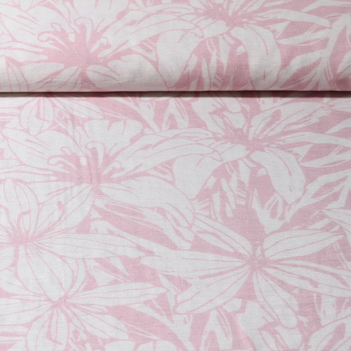 Viskose Twill Große Lilien Rosa