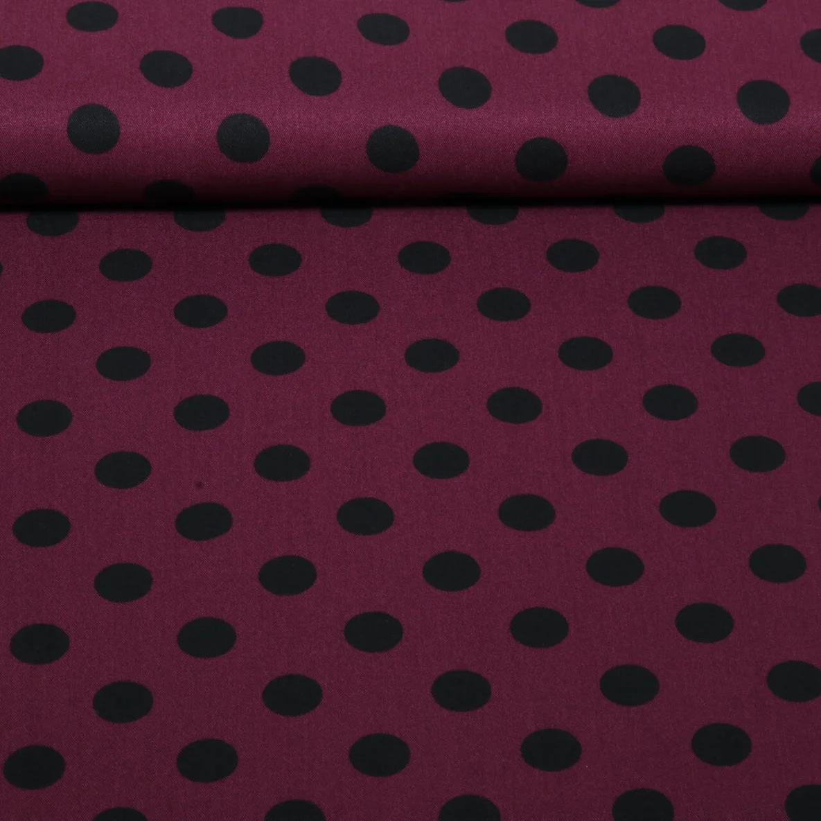 Viskose-Twill Punkte Bordeaux Schwarz