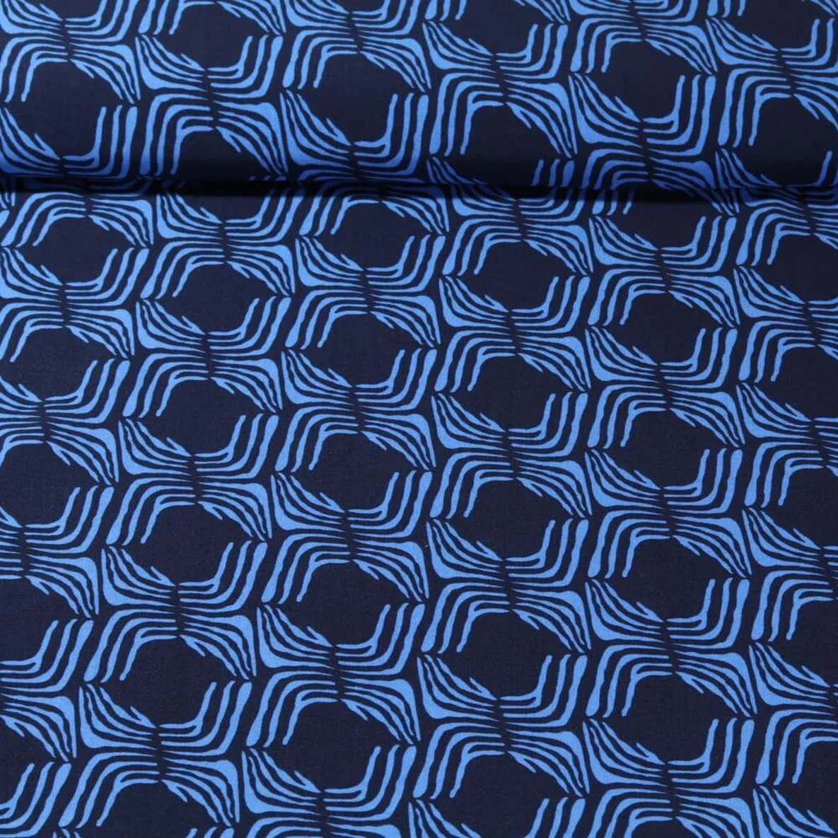 Viskose Twill Retro Dunkelblau Royalblau