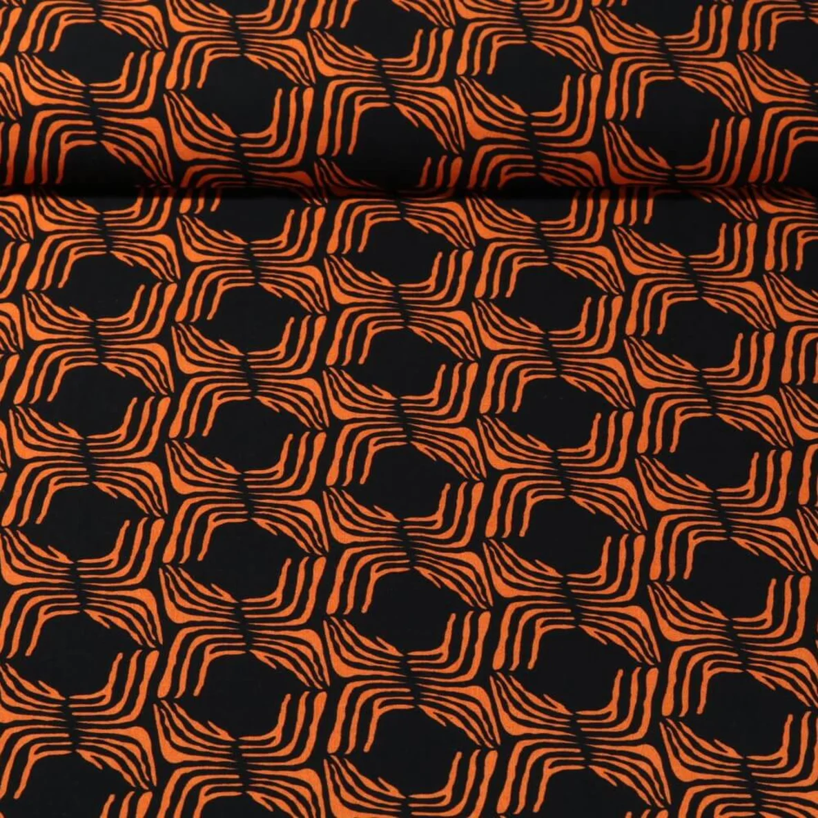 Viskose Twill Retro Schwarz Orange