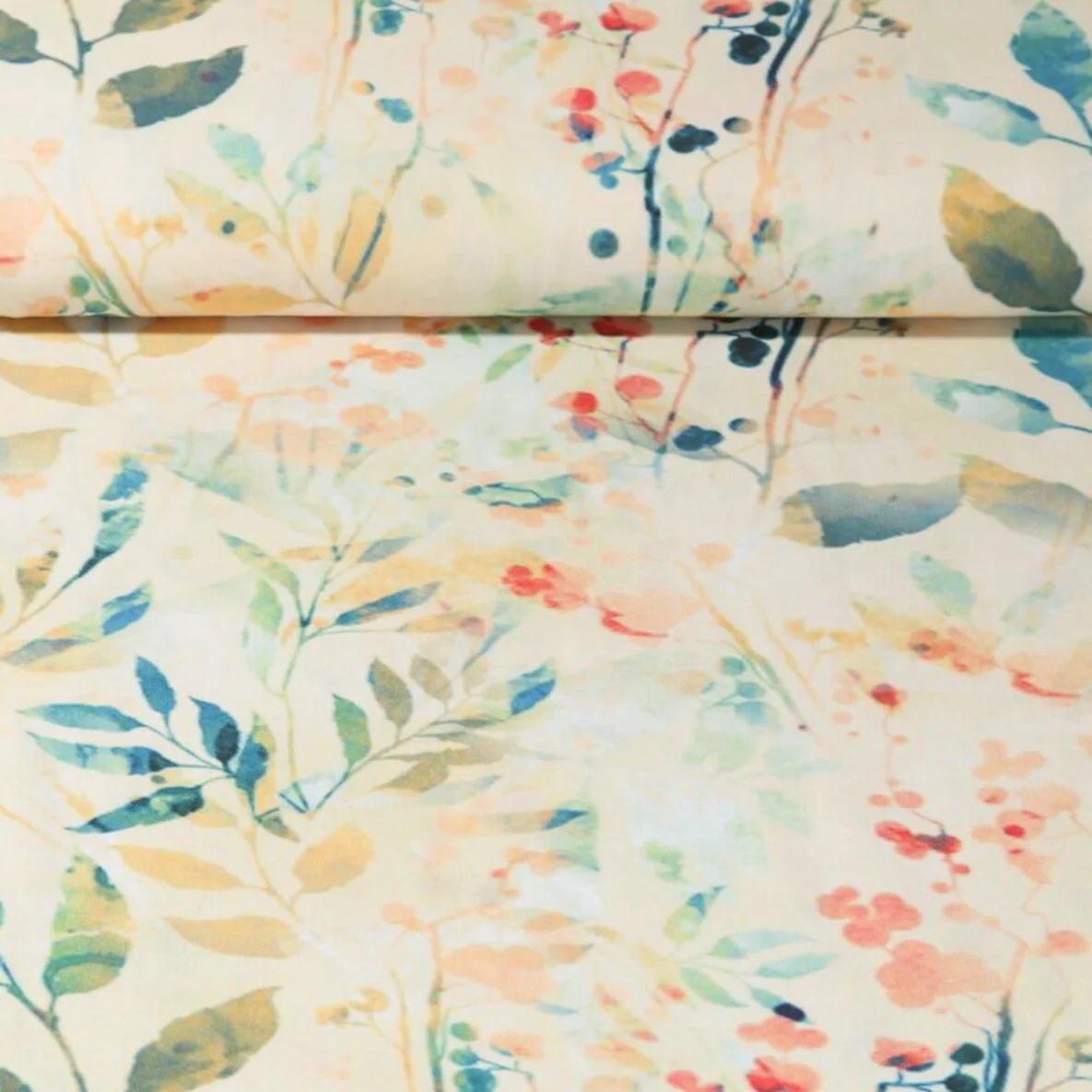 Viskose Webware Blätter Gelb