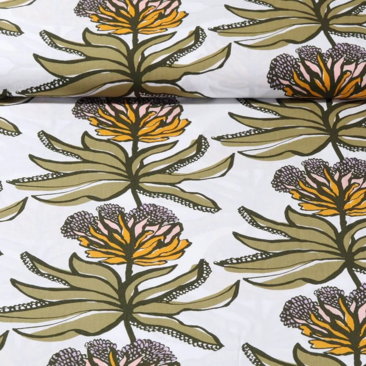 Viskose Webware "Blüten" Ecru