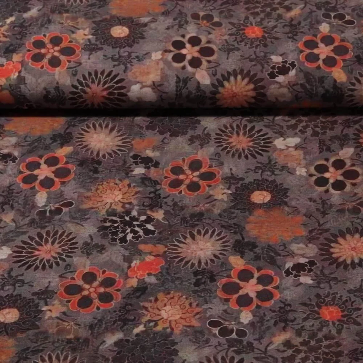 Viskose Webware Blumen Lila