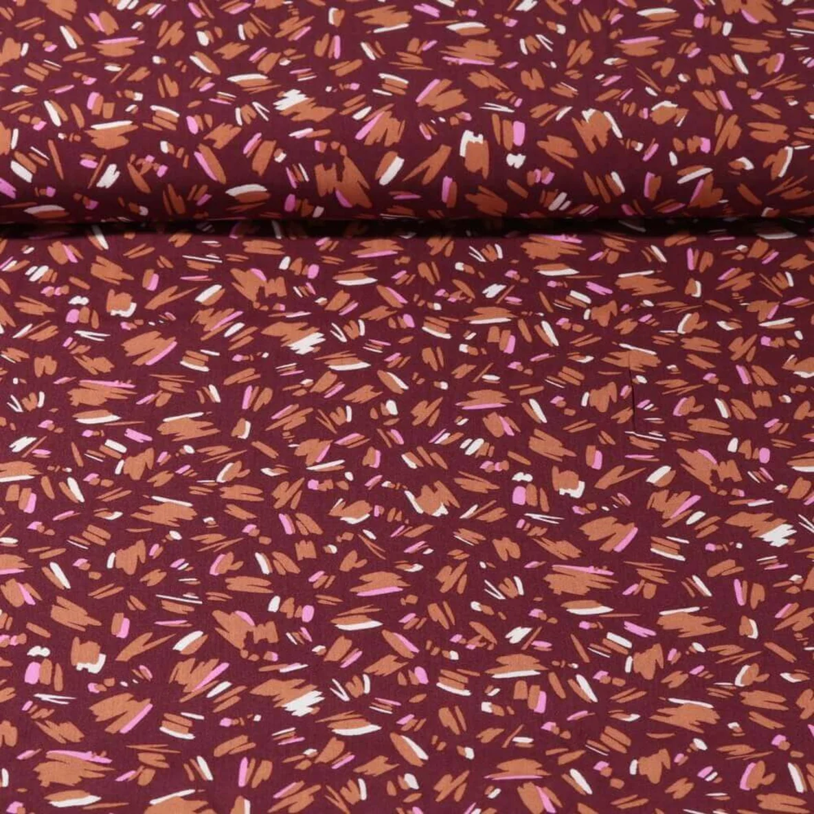 Viskose Webware Kombi Striche Weinrot