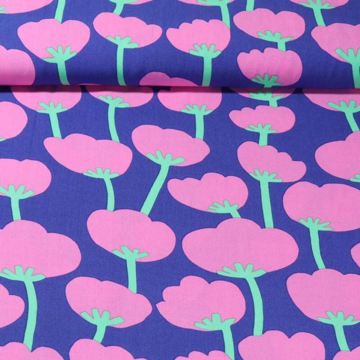 Viskose Webware "Poppies" Blau
