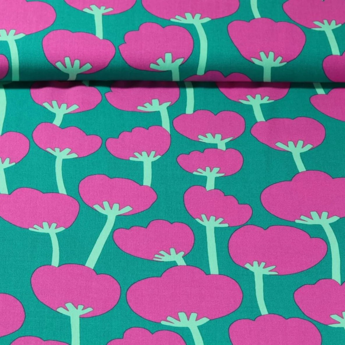 Viskose Webware "Poppies" Grün