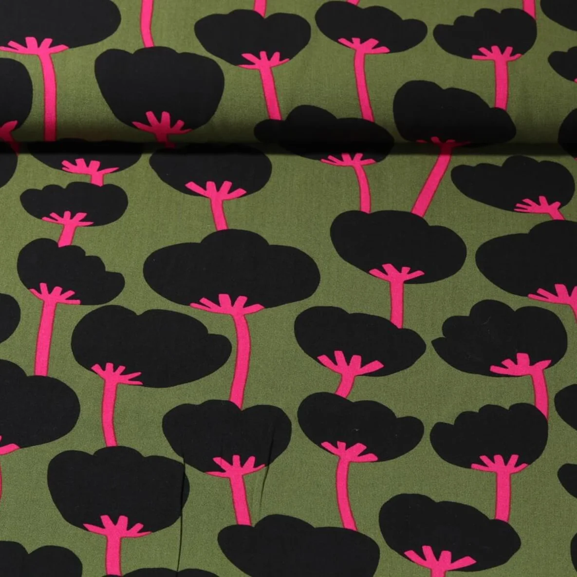 Viskose Webware "Poppies" Olive