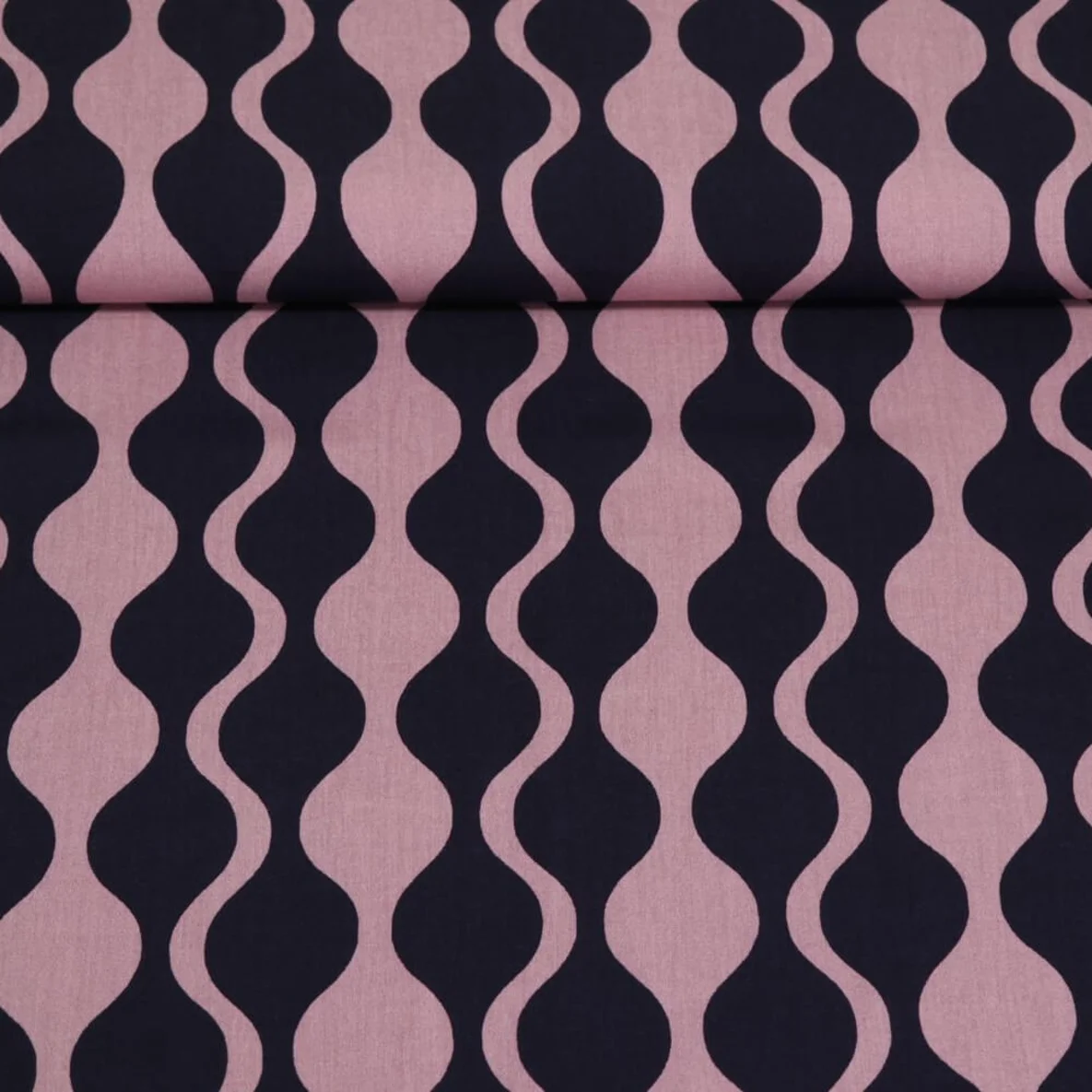 Viskose Webware Retrowellen Navy