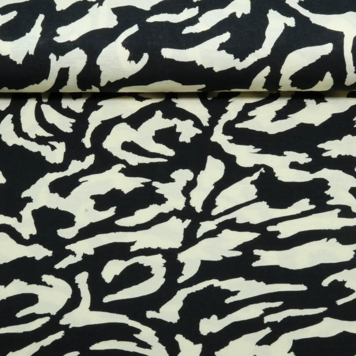 Viskosejersey Abstrakt Schwarz Beige