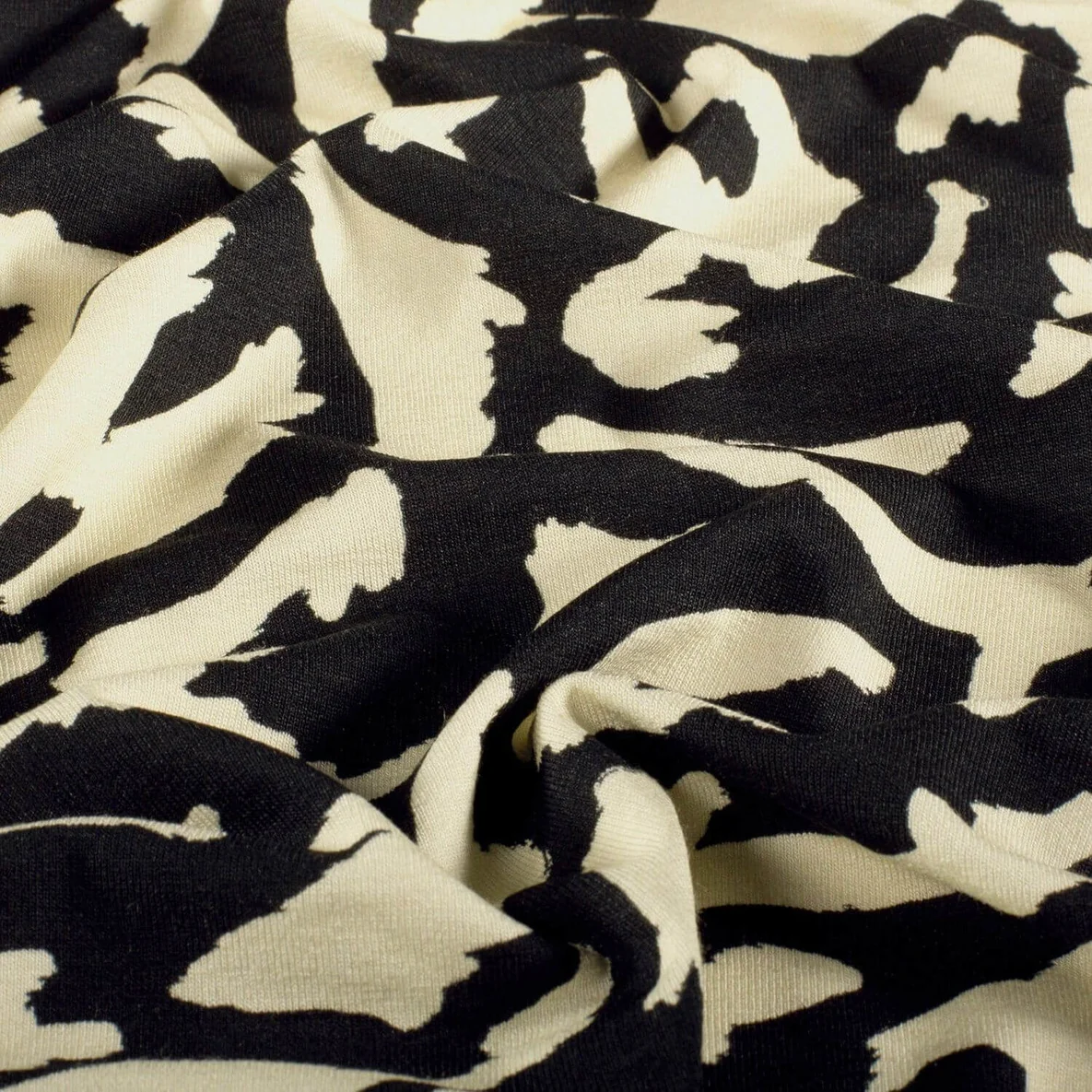 Viskosejersey Abstrakt Schwarz Beige