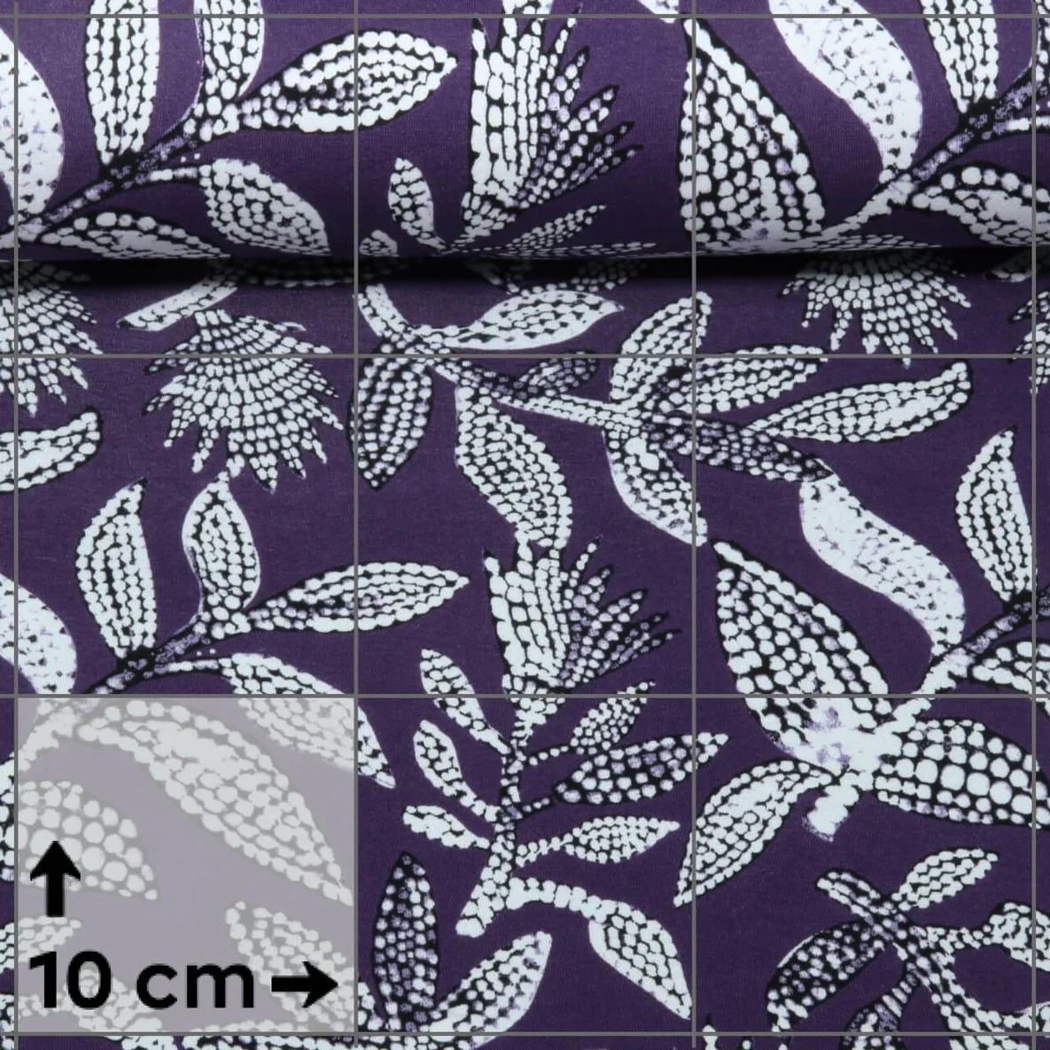 Viskosejersey Blätter Aubergine
