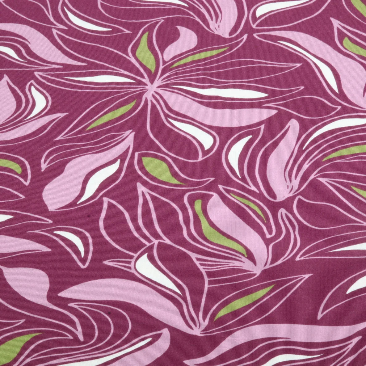 Viskosejersey Blüten Dunkles Mauve