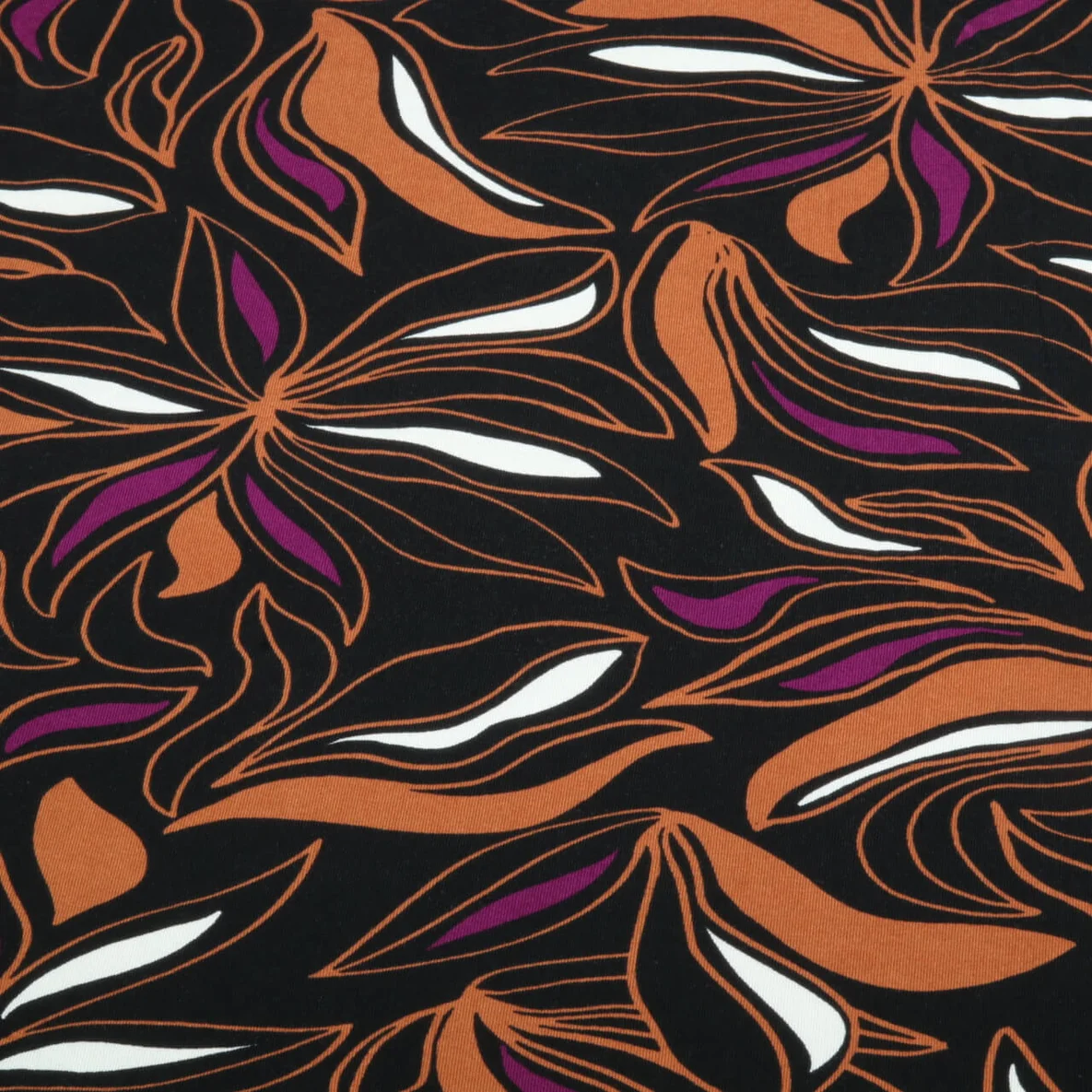 Viskosejersey Blüten Schwarz