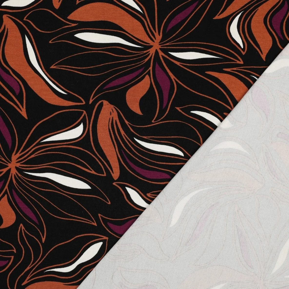 Viskosejersey Blüten Schwarz