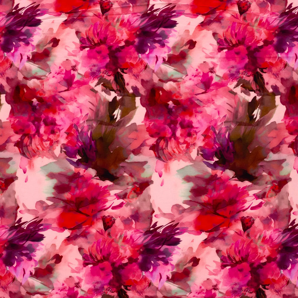 Viskosejersey  Digitaldruck Blüten Fuchsia