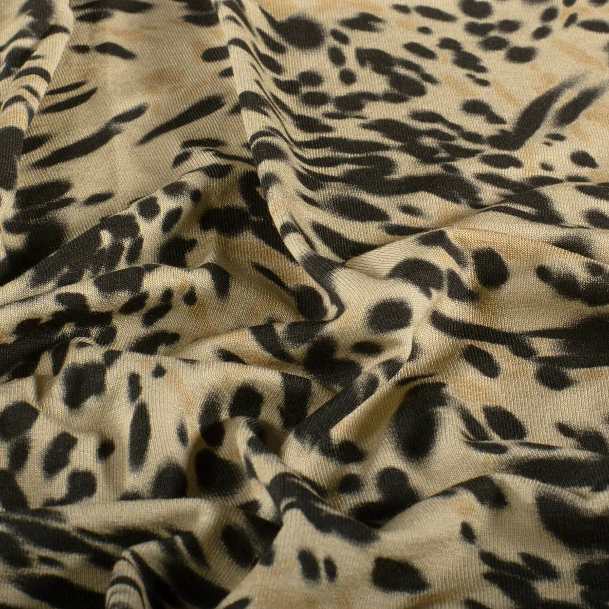 Viskosejersey  Digitaldruck Leo Abstrakt Beige