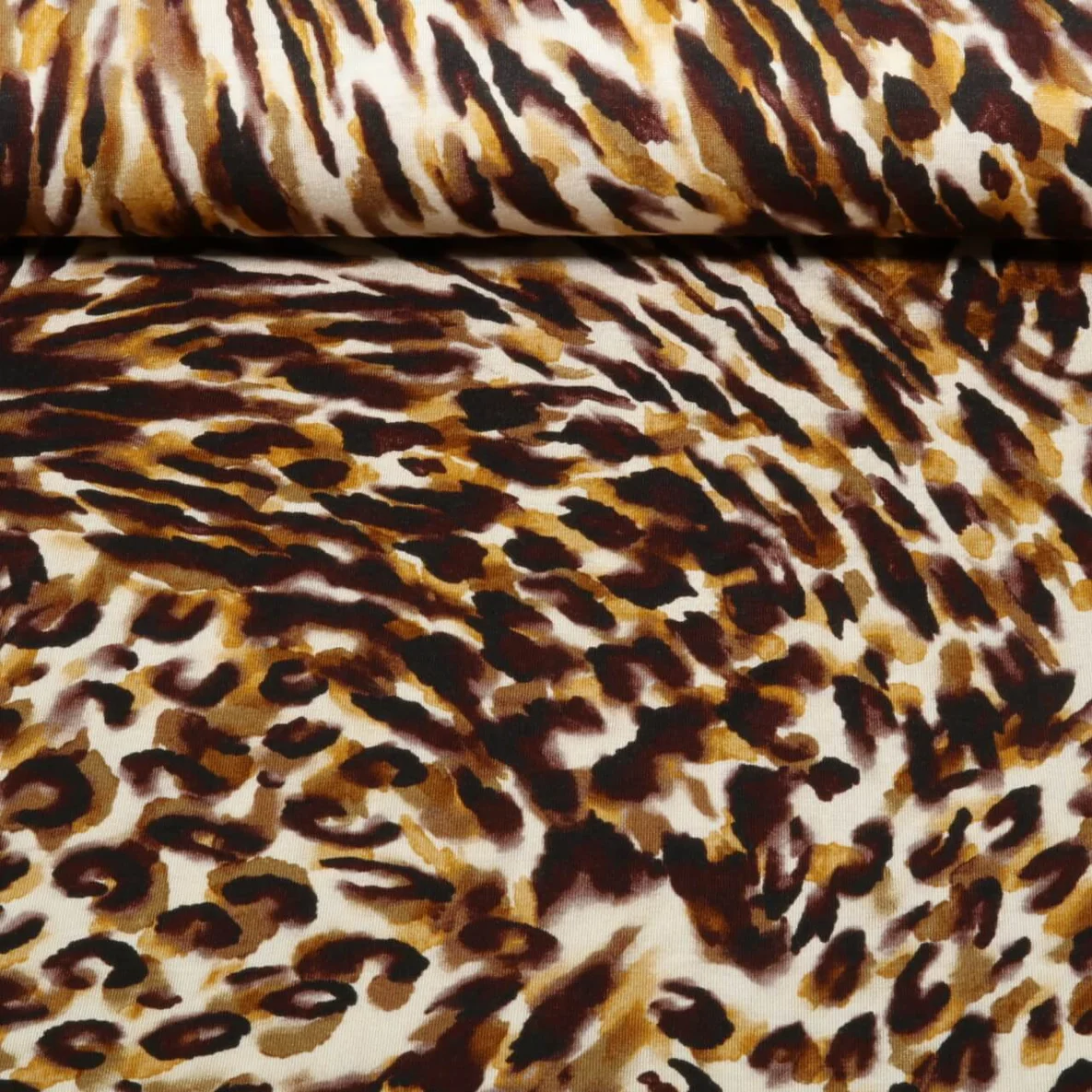 Viskosejersey  Digitaldruck Leo Aquarell Braun